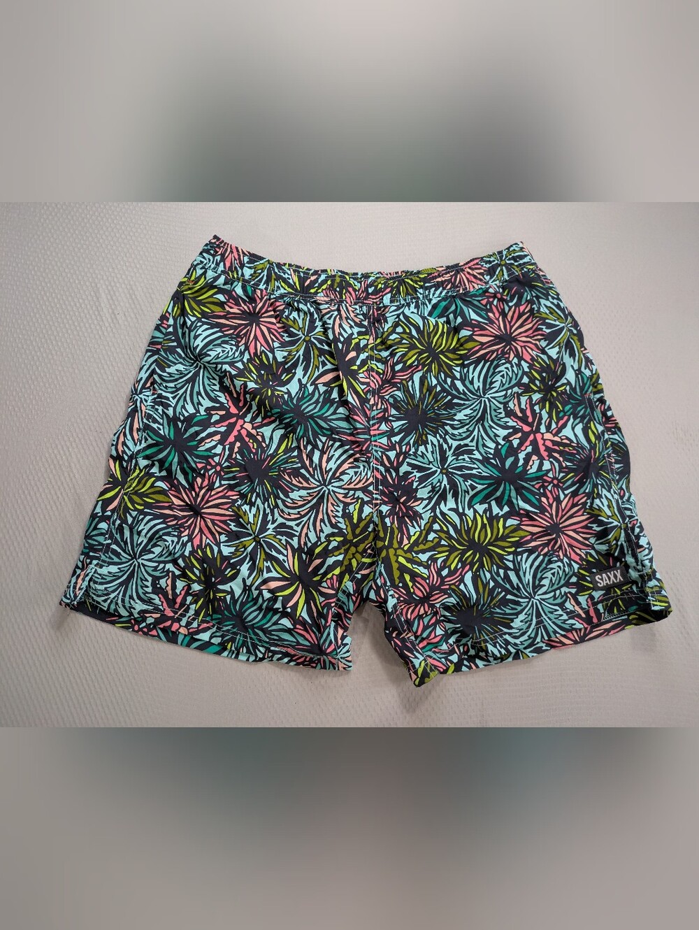 Saxx Go Coastal 2N1 Volley Shorts Swim Trunks Mens Large Floral Pattern Multi